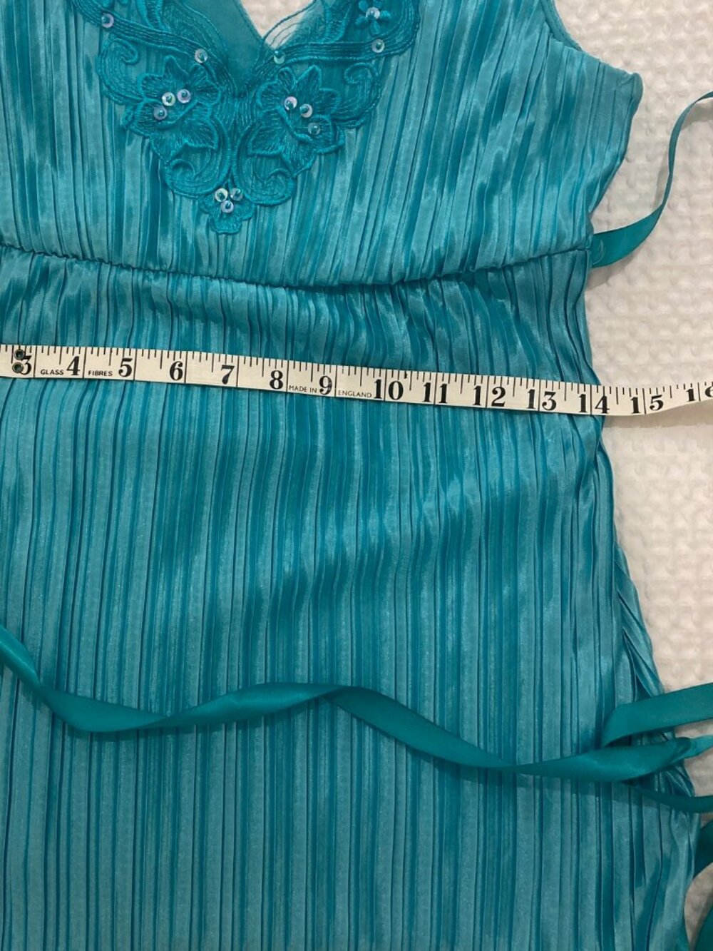 VTG Le Chateau Teal Pleated Cami Blouse Beaded Y2K Made in Canada S - Picture 13 of 16